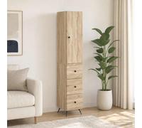 KGHFDVB Juego de 2 armarios de madera de 34,5 x 34,5 x 90 cm | Con puertas correderas, estantes ajustables, diseño moderno para sala de estar, oficina, dormitorio