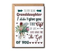 KGLDesigns To My Dear Granddaughter Life Gave Me The Gift Of You Quote With Flowers - Universal Love - For Granddaughter - Regalo para aniversario de cumpleaños