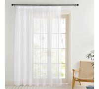 KGORGE Cortinas de 3 Metros Grande, visillos Translucidos Separador de Ambiente con Ganchos de Fruncidas 1 Pieza para Salon/Dormitorio Matrimonio/Comedor,300x240cm,Blanco