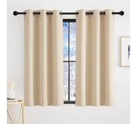 KGORGE Cortinas Opacas Termicas Aislantes Frio y Calor, Cortinas Cortas para Ventanas de Cocina/Comedor/Puerta con Ojales 2 Piezas,90x120cm,Beige Oscuro