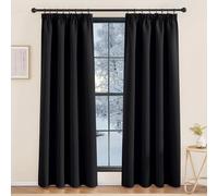 KGORGE Cortinas Salon Modernas 2 Piezas, Cortinas Opacas con Ganchos para Riel para Dormitorio Matrimonio/Habitacion/Comedor,140x200cm,Negro