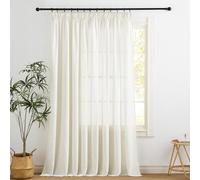 KGORGE Cortinas Translúcidas de Lino para Salón y Dormitorio Matrimonio - 300x240cm, 1 Pieza, Blanco Marfil