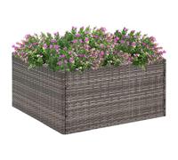 KGPWRCVD Macetero gris 80 x 80 x 40 cm de poliratán con marco de acero | Ratán de polietileno resistente al agua, bolsa interior transparente, fondo abierto, marco de acero con recubrimiento en