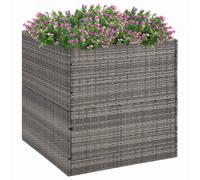 KGPWRCVD Macetero gris 80 x 80 x 80 cm de poliratán con marco de acero | Ratán de polietileno resistente al agua, acero recubierto de polvo, bolsa interior transparente, fondo abierto