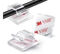 KGROTE 100 clips de cable, clips de alambre adhesivos, clips de cable fuertes, clips de gestión de cables para escritorio, pared, coche, TV, cable Ethernet (transparente, pequeño)