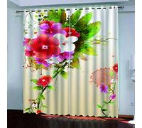 KGSK Cortinas Infantiles Moderno 3D Flores De Plantas Acuáticas Cortinas Opacas De Habitación Niño Niña, 2 Piezas 250x200 Cm con Ojales para Ventanas Salon Dormitorio, Cortina Opaca Termica Aislante