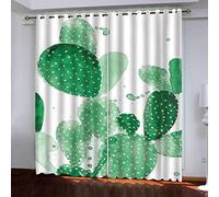 KGSK Cortinas Infantiles Nino 3D Cactus Verde Acuarela Cortinas Salon Modernas 2 Piezas 264x240 Cm Cortinas Opacas Termicas Aislantes Frio Y Calor Termicas con Ojales para Habitación Sala De Estar