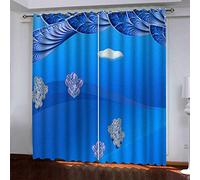 KGSK Cortinas Infantiles Nino 3D Estampado Azul De Moda Cortinas Salon Modernas 2 Piezas 264x240 Cm Cortinas Opacas Termicas Aislantes Frio Y Calor Termicas con Ojales para Habitación Sala De Estar