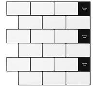 KGTKGTYER Azulejos de metro (20 unidades, 30 x 30 cm), color blanco y negro | Autoadhesivo, repelente al agua, para cocina y baño, fácil montaje