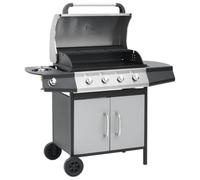 KGTKGTYER Barbacoa de gas 4 1 quemador con quemador lateral, barbacoa de | Incluye cubierta protectora, termómetro integrado, bandeja recolectora de grasa extraíble