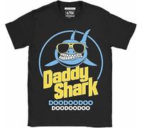 KGVVCS Daddy Shark T Tshirts Camisetas y Tops UK Fathers Day t Tshirts Camisetas y Tops for Dad Short Sleeve Black(Medium)