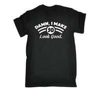 KGVVCS Damn I Make 50 Look Good White Yellow Black Red Mens Women T Tshirts Camisetas y Tops 100% Cotton Old Dad Mum Top Funny Present Gift Birthday(XX-Large)