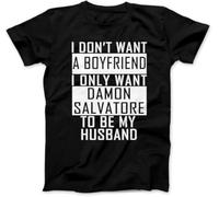 KGVVCS Damon Salvatore is My Boyfriend T Tshirts Camisetas y Tops Funny Vintage Gift for Men Women(Small)