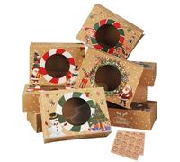 KGVZPT 24 cajas de galletas de Navidad de 8.25 x 5.75 x 2.75 pulgadas, cajas de papel kraft de Navidad para hornear y dulces para regalos de vacaciones y suministros de fiesta de Navidad, cajas de