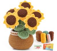 kgxulr Kit de ganchillo para principiantes, kit de ganchillo de girasol para principiantes, kit de iniciación de ganchillo completo para principiantes y adultos, kit de punto de ganchillo con