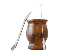 KH HAIKE Yerba Mate - Juego de tazas de acero inoxidable con filtro para beber y un cepillo de limpieza, tapa sin BPA, 240 ml, juego de calabaza de doble pared
