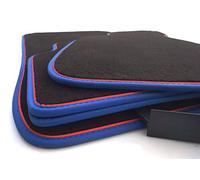 kh Teile Juego de 4 alfombrillas para coche E90 E91 M3 Edition (azul y rojo), terciopelo premium, piel nobuck