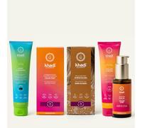 khadi ColorCycle RUBIO OSCURO CENIZA Kit completo - Tinte vegetal para el cabello + DEEP CLEANSE Champú clarificante ayurvédico + COLOR FINISH Acondicionador para después del tinte + Aceite capilar CO