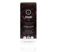 khadi DARK BROWN tinte natural, coloración para cabello de castaño oscuro intenso y brillante a castaño negro fuerte, color 100% vegetal, natural y vegano, cosmética natural certificada 100g