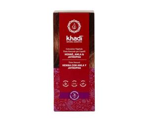 khadi HENNA CON AMLA Y JATROPHA Tinte vegetal para el cabello - tinte para un color rojo intenso y oscuro hasta un llamativo y rico caoba - Cosmética natural - 100 g