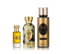 Khadlaj Nafais Sharq agua de perfume unisex 100 ml + aceite perfumado 24 ml + spray corporal