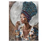 KHADR Pintura en Lienzo Impresiones Mujeres Negras Africanas, Cuadro Decorativo Abstracto Africano Pintado en la Pared Decoración de Arte de la Sala de Estar sin Marco,80X120cm No ramed