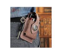 (Khaki) Leather Mobile Phone Belt Bag Multifunctional Phone Bag Gifts For Husband Son Father/YY