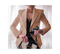 (Khaki,M)Abrigo Blazer Mujer Doble Botonadura Manga Larga Solapa Formal Delgado Chaqueta Prendas de abrigo
