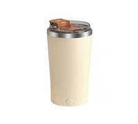 (Khaki) Portable Self Stirring Mug Rechargeable Electric Mixing Cup with Lids for Tea or Coffee Drinkers