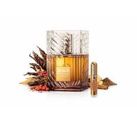 Khamrah Dukhan Eau de Parfum 100ml - Perfume Unisex Oriental Ahumado con Notas de Tabaco y Praliné - Fragancia Intensa de Larga Duración - Incluye Atomizador Recargable 5ml DRIKANBEST