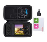 Khanka - Funda de Transporte rígida para Consola de Juegos portátil Retro RG35XX H Linux, Funda Protectora de Almacenamiento con 1 Adaptador HDMI, 1 Protector de Pantalla, Color Negro (sólo Estuche)