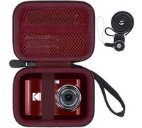 Khanka para Kodak PIXPRO FZ55/FZ45/FZ43 Cámara Digital de 16MP Estuche Rígido de Viaje con Asa de Transporte y Correa para el Cuello,Solo Estuche (Rojo)
