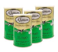 Khanum - Pure Butter Ghee - La mejor grasa de mantequilla para freír y cocinar en un juego de 4 x 1 kg de lata