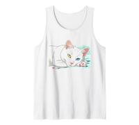 Khao Manee Rare ODD-Eye Raza Tailandesa Blanco Japonés Anime Gato Camiseta sin Mangas