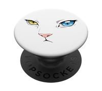 Khao Manee Rare ODD-Eye Raza Tailandesa Blanco Japonés Anime Gato PopSockets PopGrip Adhesivo