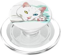 Khao Manee Rare ODD-Eye Raza Tailandesa Blanco Japonés Anime Gato PopSockets PopGrip para MagSafe