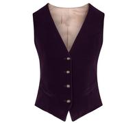 KHASCBNF Chaleco Mujer Chaleco de Mujer con Cuello en V, 4 Botones, Chaleco Ajustado Negocios, Ropa Trabajo, cálido, sin Mangas, for Fiesta Boda(Purple,XXL)