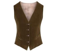 KHASCBNF Chaleco Mujer Chaleco de Mujer con Cuello en V, 4 Botones, Chaleco Ajustado Negocios, Ropa Trabajo, cálido, sin Mangas, for Fiesta Boda(Borwn,3XL)