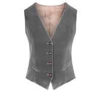 KHASCBNF Chaleco Mujer Chaleco de Mujer con Cuello en V, 4 Botones, Chaleco Ajustado Negocios, Ropa Trabajo, cálido, sin Mangas, for Fiesta Boda(Gray,M)
