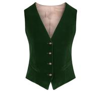 KHASCBNF Chaleco Mujer Chaleco de Mujer con Cuello en V, 4 Botones, Chaleco Ajustado Negocios, Ropa Trabajo, cálido, sin Mangas, for Fiesta Boda(Green,L)