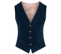 KHASCBNF Chaleco Mujer Chaleco de Mujer con Cuello en V, 4 Botones, Chaleco Ajustado Negocios, Ropa Trabajo, cálido, sin Mangas, for Fiesta Boda(Blue,XXL)