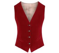 KHASCBNF Chaleco Mujer Chaleco de Mujer con Cuello en V, 4 Botones, Chaleco Ajustado Negocios, Ropa Trabajo, cálido, sin Mangas, for Fiesta Boda(Red,3XL)