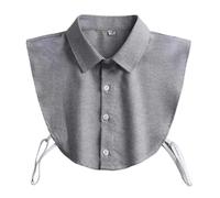 KHASCBNF Cuello Falso Camisas de Hombre con Cuello Falso, Ropa Negocios, Color sólido, Formal algodón Que combina Todo, Primavera y Verano(Grey)