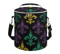 KHAUERBC 3D Fleur De Lis Mardi Gras - Bolsa térmica suave con múltiples bolsillos, bolsa de playa aislada a prueba de fugas, hielera plegable para playa, viajes, trabajo