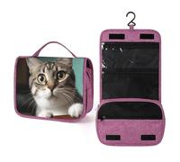 KHAUERBC A Curious Cat Neceser para hombres y mujeres, organizador portátil con gancho para colgar, bolsa de cosméticos para accesorios, champú, contenedor de tamaño completo, artículos de tocador