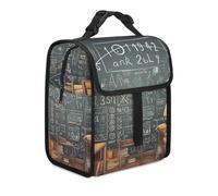 KHAUERBC Bolsa de almuerzo escolar de matemáticas de doble compartimento a prueba de fugas, bolsa aislada con asa, bolsa de almuerzo para el trabajo y viajes