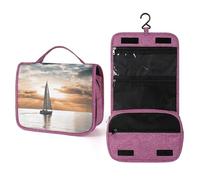 KHAUERBC Bolsa de aseo para hombres y mujeres, diseño de barco de vela en el mar, organizador portátil para maquillaje, bolsa de cosméticos para accesorios, champú, contenedor de tamaño completo