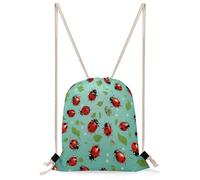 KHAUERBC Bolsa de deporte con diseño de mariquitas rojas sobre fondo azul, a prueba de salpicaduras, con correas ajustables, para deportes, gimnasio, viajes, natación