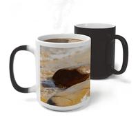 KHAUERBC Colorful Stones on The Beach - Taza de café de cerámica de 17 onzas, taza de viaje de café de gran capacidad, tazas de té con asa para oficina/hogar, unisex, apta para lavavajillas y