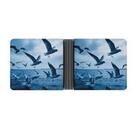 KHAUERBC Flocks of Seagulls Follow The Wind. Cartera de piel sintética ultra suave para hombre, fácil de llevar, cartera para hombre, diseño compacto, cartera de piel sintética para hombre, diseño